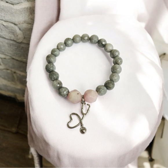 GEMSTONE Agate Kunzite Stethoscope Healthcare Nurse Doctor Bracelet - Picture 3 of 3